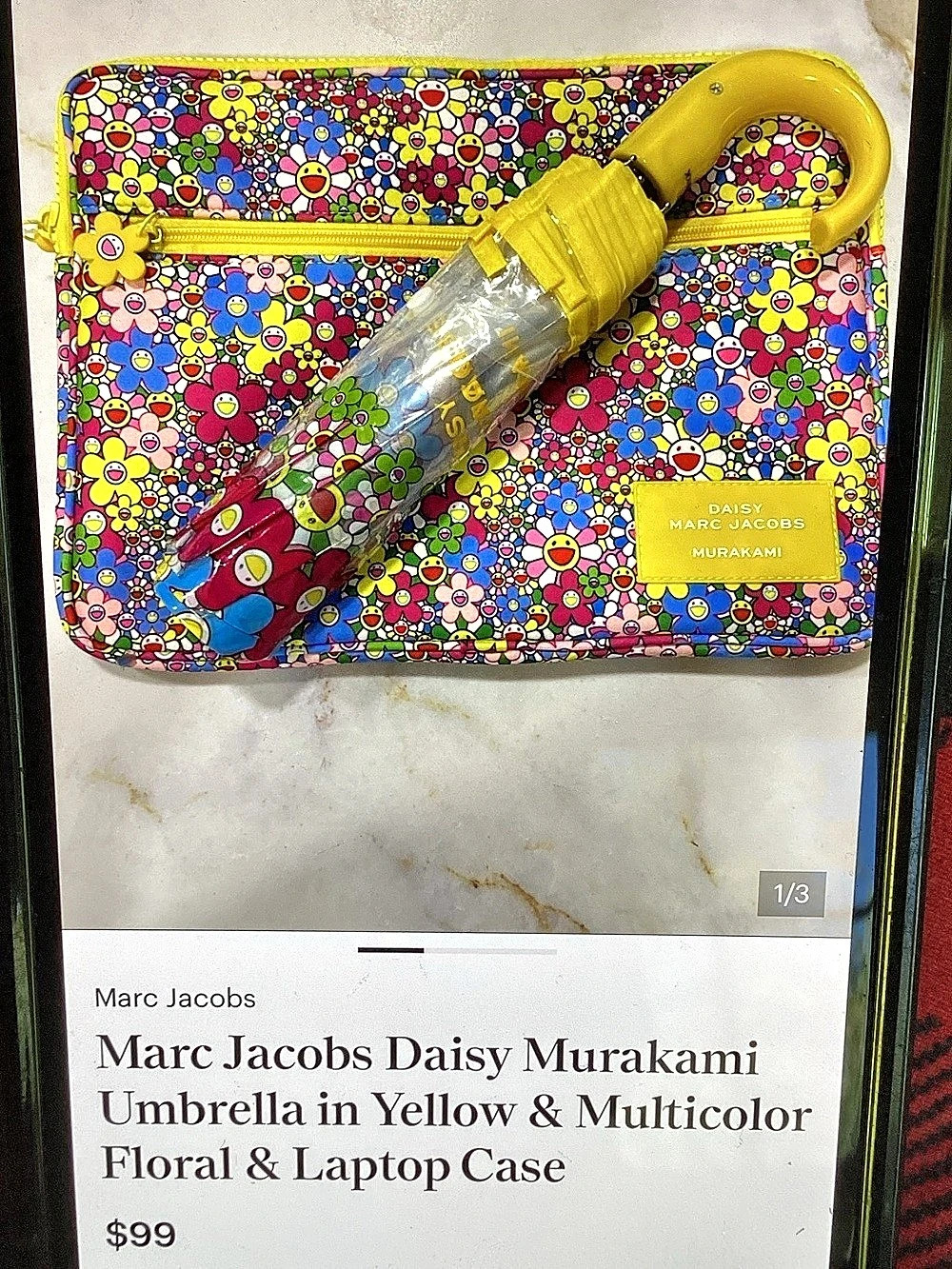 Marc Jacobs Daisy Murakami Umbrella & Laptop Case Yellow & Multicolor